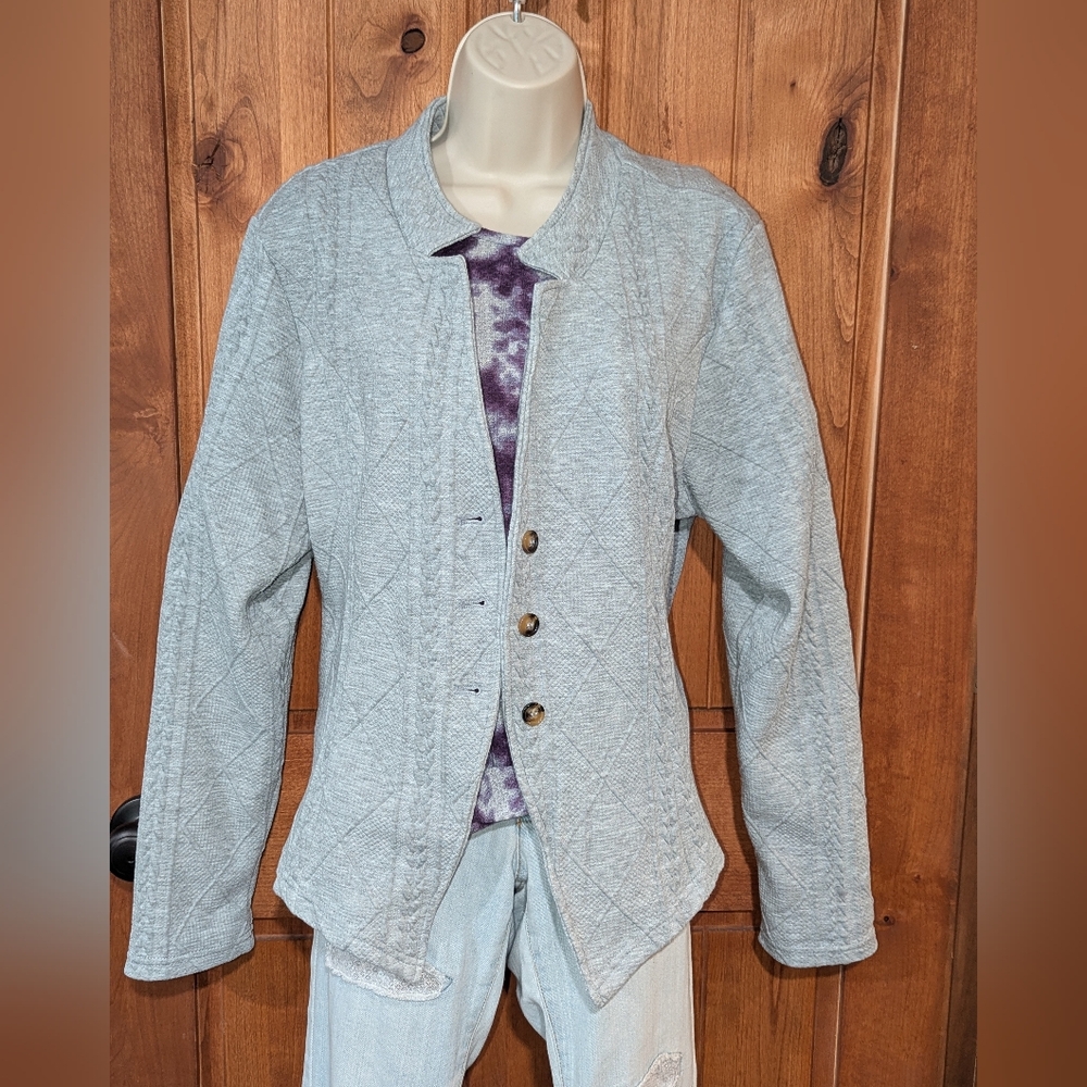 Gray Patterned Stretch Women's Blazer